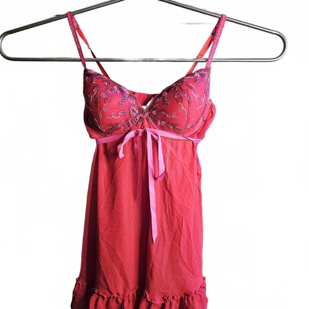 Enchanted Pink Embroidered Babydoll Nightdress Size 3X
